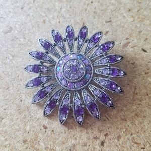 Large Purple Art Deco Rhinestone Brooch
